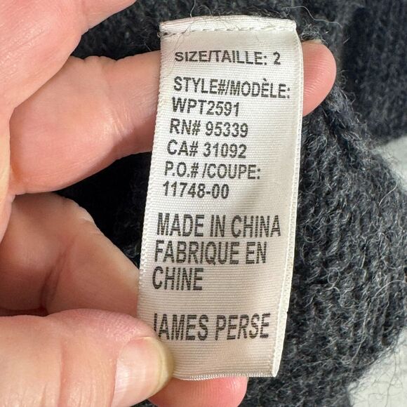 James Perse Sweater Womens 2 Gray Striped Long Line Duster Alpaca Wool Cardigan - Picture 4 of 7